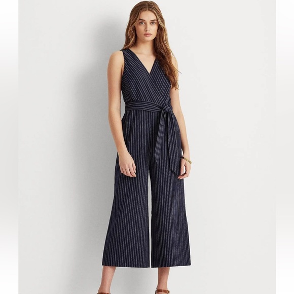 Lauren Ralph Lauren Pants - Lauren Ralph Lauren NEW Navy Pinstripe Jumpsuit Sz 12 Sleeveless